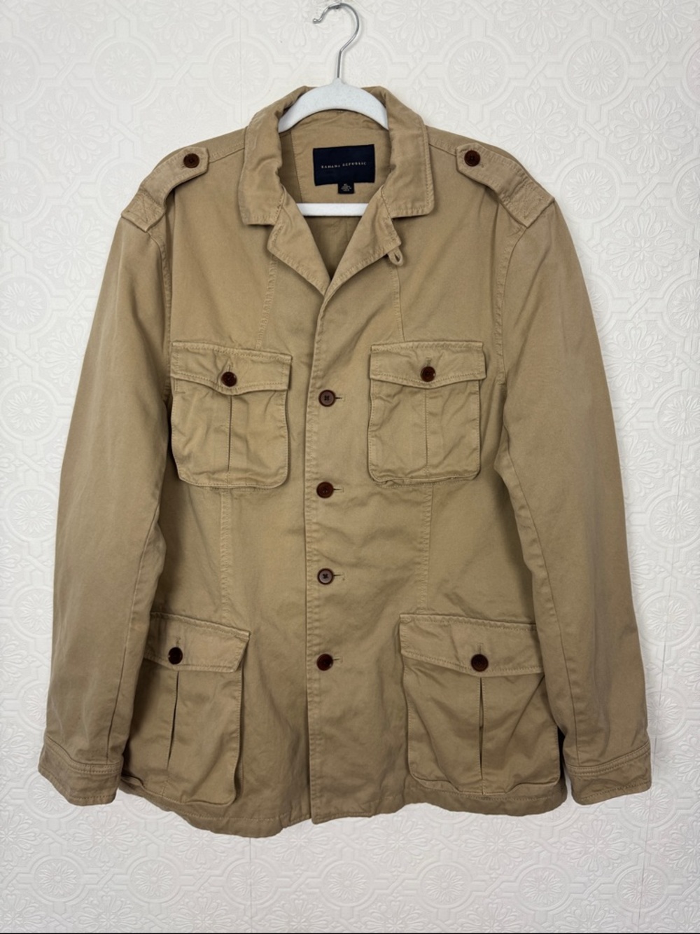 Banana Republic Khaki Heritage Jacket XL Tan Cargo Utility Y2K Vintage Cotton